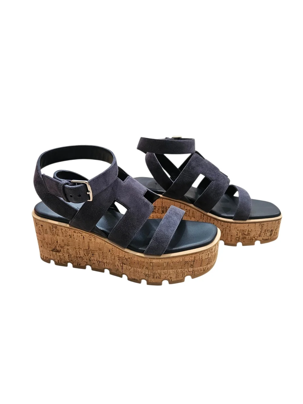 Hermès Havane 30 Cork Platform Sandals – Bleu Céleste Suede – Size 38 NIB
